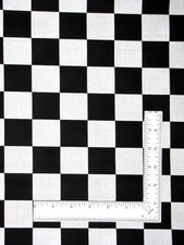 Racing Check Fabric By The Yard Black White Cotton Each Square 1.5"X1.5"