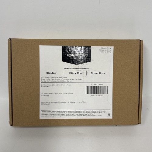 Amazon Basics 400 Thread Count Pillow Case, Standard White 20 X 30"