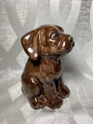 Braun Labor Welpe Keramik handbemalt Sparschwein mit Stopfen 4" - Bild 5 von 7