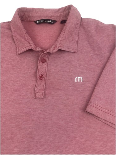 Travis Mathew Golf Polo Shirt Mens 2XL Performance Made In Peru Rose Red #1MM211 - Picture 2 of 24