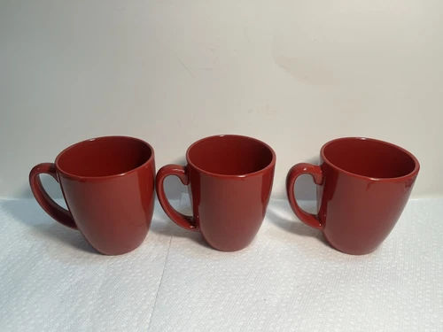 3 Corelle Coordinates Stoneware  Red 12 Oz  Mug 584