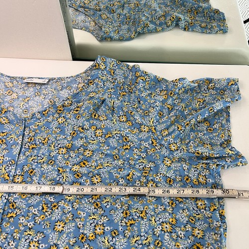 Croft & Barrow Womens Button Up Shirt Top Size 3X Blue Floral Short Sleeve - Picture 8 of 10
