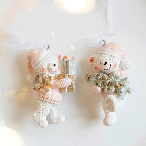 Holiday Themed Couple Bear Sturdy Resin Portable for Romance Christmas Gift - Picture 2 of 8