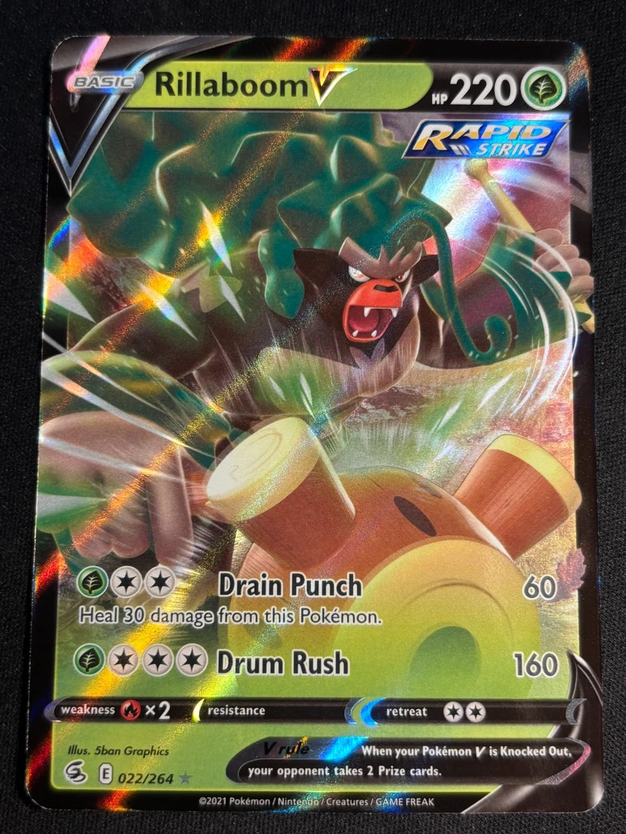 rillaboom v pokemon card value Rillaboom V 022/264 Swsh08: Fusion Strike for sale