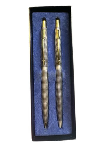 VINTAGE PARKER 75 • STERLINGSILBER/GOLDPLATTE STIFT & BLEISTIFT SET • CISELE MUSTER