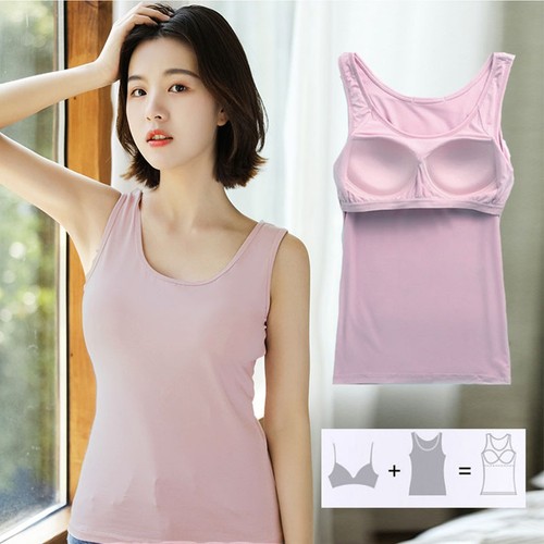 Soft and Comfy Camisole Tops for Women with Built in Bra Padded Slim Tank Tops - Picture 11 of 15