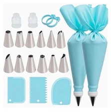 Reusable Piping Bag Set with 12 Tips & 2 Couplers, Cake Decorating Tools