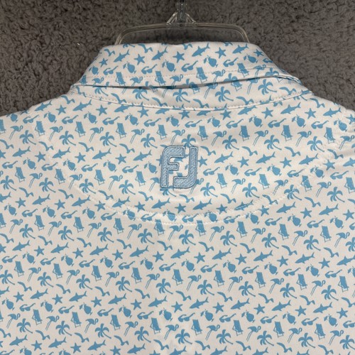 FootJoy Poloshirt Herren Medium Palme Flamingo Print Golf Performance Sommer - Bild 8 von 10