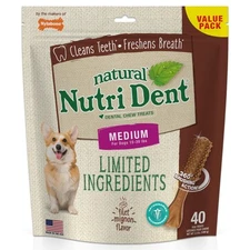 Nutri Dent Dental Chews for Dogs Natural Filet Mignon Flavor 40 Count 36.8 Oz
