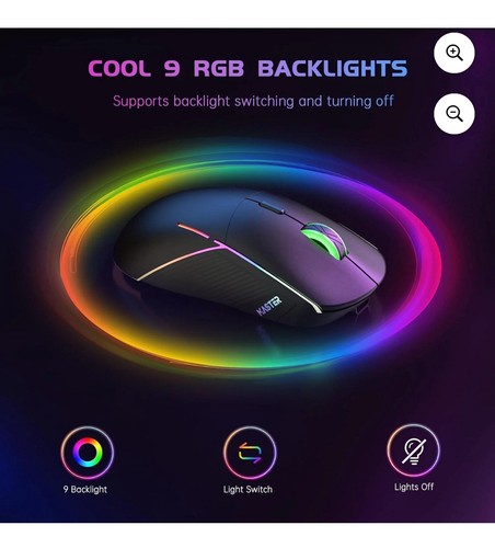 FFN Wireless Gaming Mouse,Colorful 9 Backlight,16000 DPI,75H Battery... - Picture 2 of 10