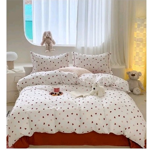 Set copripiumino trapuntato modello Pretty Hearts set lenzuola con federe - Foto 5 di 6