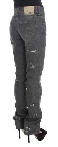 John Galliano Women Gray Wash Jeans Pants Cotton Straight Shabby Trousers W 26 - Picture 4 of 9