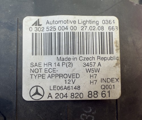 2008 09 10 11 Pair Mercedes C Class W204 Front Head Lights Assembly OEM - Picture 5 of 5