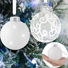 24 Pcs Large Glitter Christmas Ornaments Balls, 3.15 Inch Plastic Hanging Chr...