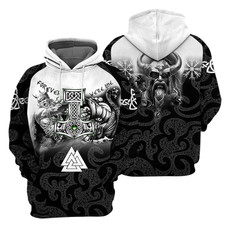 Viking Norse Mythology Hoodie Mjolnir Hammer Forever We  re One Odin Ravens Celti