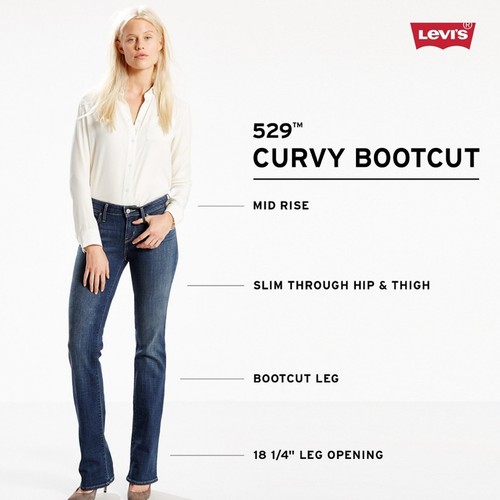 LEVI’S 529 MID-RISE CURVY BOOTCUT JEAN DARK DENIM WOMENS SIZE 8 ZERO FLAWS - Picture 5 of 10