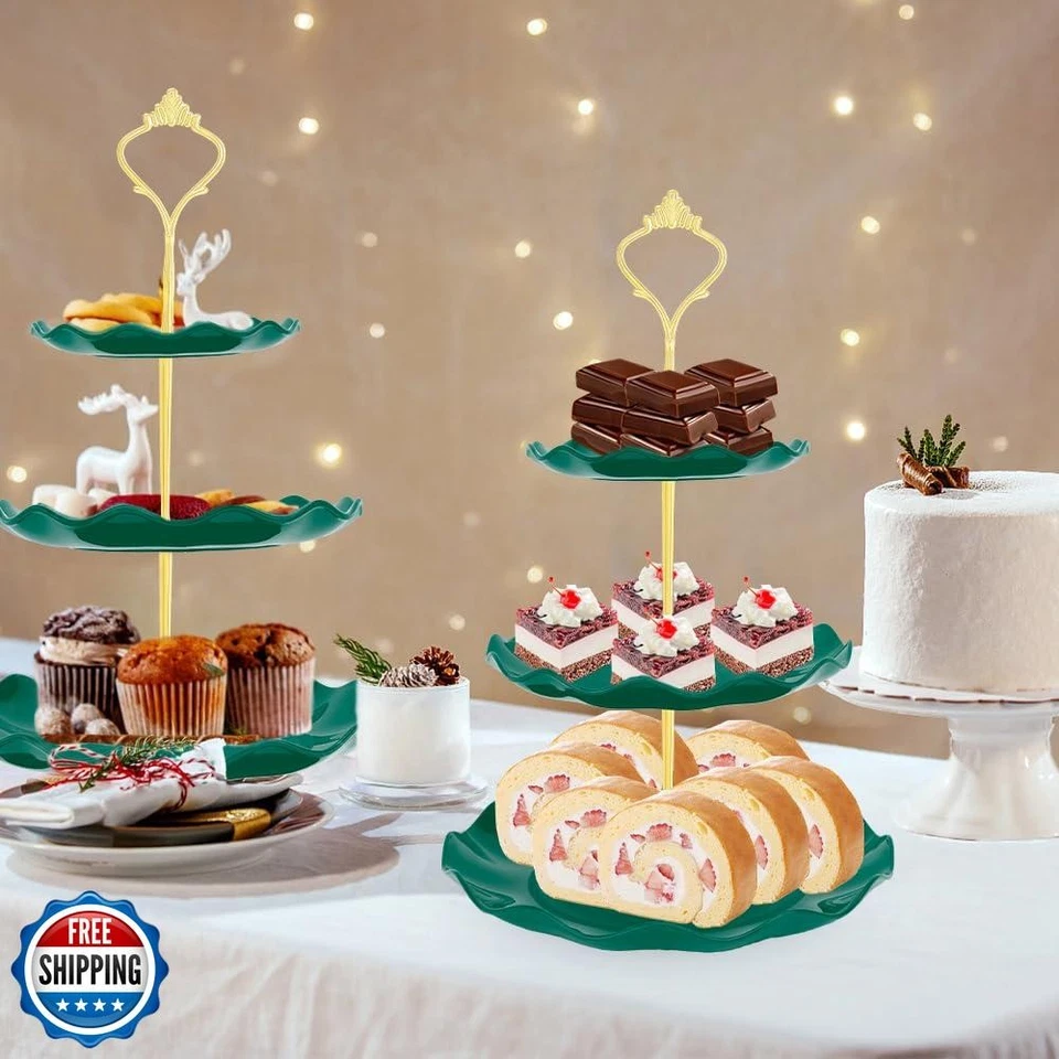 Soporte para cupcakes de 3 niveles, soporte para torre para tazas y pasteles, soporte para servir en niveles de plástico Foto 2 de 4