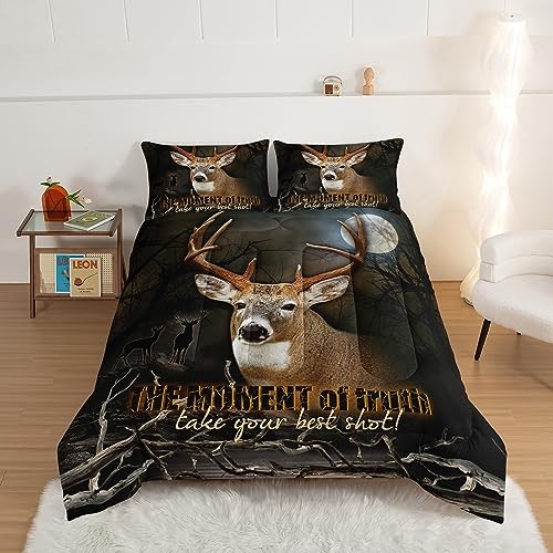 Deer Comforter Forest Hunting Bedding Sets for Teen Boys Queen Brown-black - Bild 4 von 8