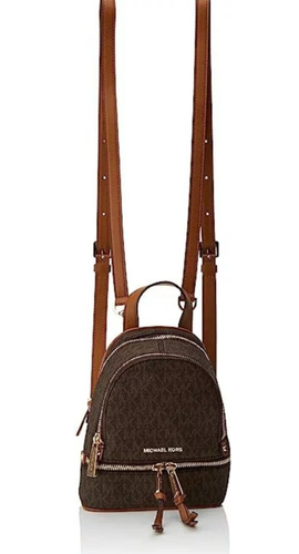 NEW Michael Kors Rhea Mini Convertible Logo Backpack Brown/Acorn Dust bag! - Picture 5 of 6