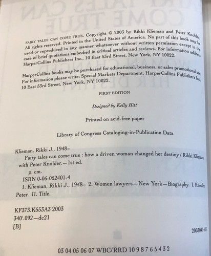 Rikki Klieman fairy tales can come true HCDJ signed 1st edition - Imagen 3 de 4