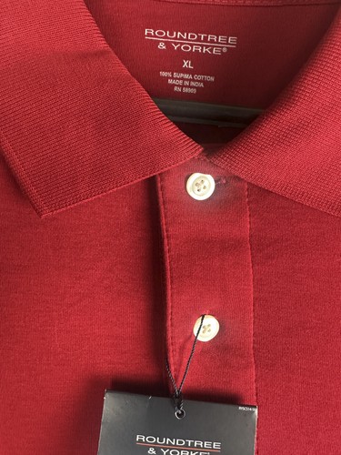 Neu mit Etikett Roundtree & Yorke Poloshirt 100 % Supima-Baumwolle kurzärmlig rot Herren XL - Bild 5 von 9