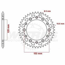 MTX Rear Sprocket 51T for Honda CRF250X 2016-2018 >520 