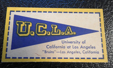 1940s U.C.L.A UCLA Bruins Quaker Puffed Wheat RARE Hand cut card 2 sm spots back