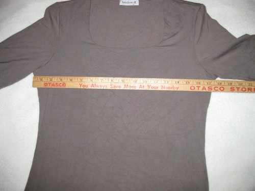Kettlewell Women's Knit Top Shirt Short Sleeves Khaki Green w/ Veining Size M   - Picture 3 of 7