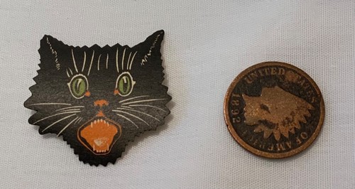 ANTIQUE/VINTAGE HALLOWEEN DENNISON GUMMED SEALS - CAT FACES! - Picture 3 of 4