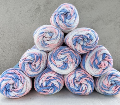 Lot 10 Skeins Malina Yarn Pink Blue White Ombre 4 Ply Orlon Acrylic 3 Oz ea Baby - Picture 2 of 9