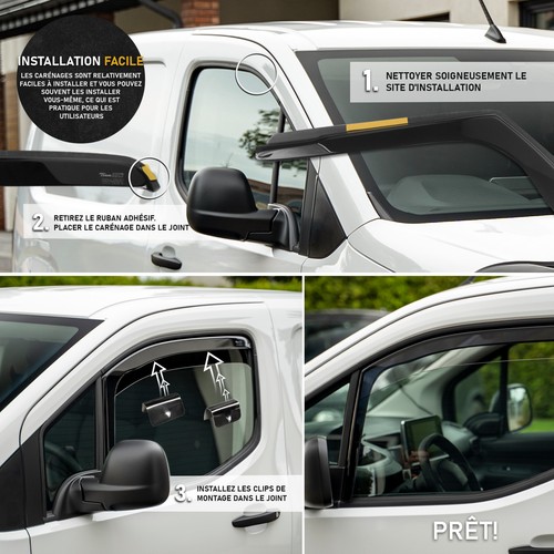 HEKO Déflecteurs de vent pluie d'air pour PEUGEOT PARTNER 2018+ 2 Pcs. - Afbeelding 9 van 9