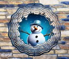 8 Inch Breakout Snowman Blue Hat Hanging Wind Spinner Garden Yard 8rws-136