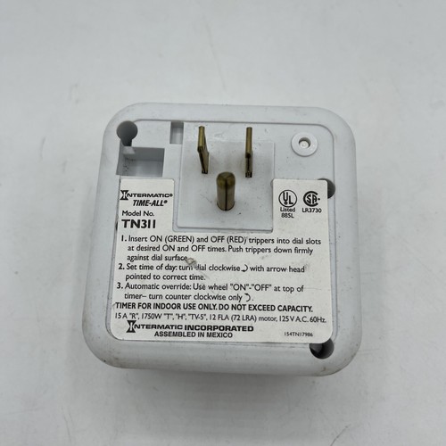 Heavy Duty 24 Hour Mechanical Plug-in Timer Intermatic TN311 15 Amp - Picture 3 of 4