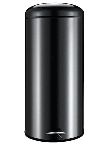 Modern Round Matt Black 30L Pedal Bin Kitchen Waste Room Flip Up Lid - Picture 2 of 10