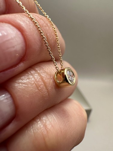Ciondolo e catena singola pietra oro giallo 9 kt 0,25 ct diamanti coltivati in laboratorio LGSL12 - Foto 14 di 17