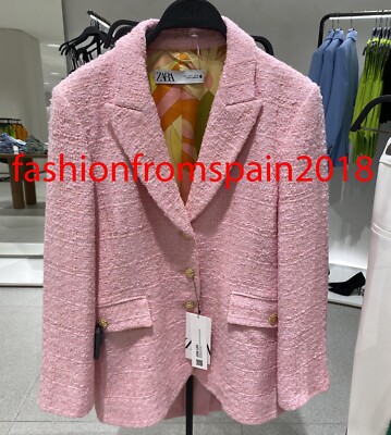 ZARA ピンク ダブルブレストジャケット L WOOL BLEND DOUBLE BREASTED COAT ZW COLLECTION - Pastel pink