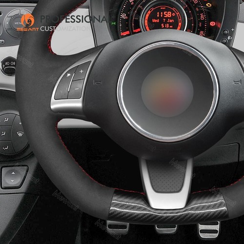 MEWANT DIY Suede PU Carbon Fiber Steering Wheel Cover for Fiat Abarth 500 500C - Bild 4 von 10