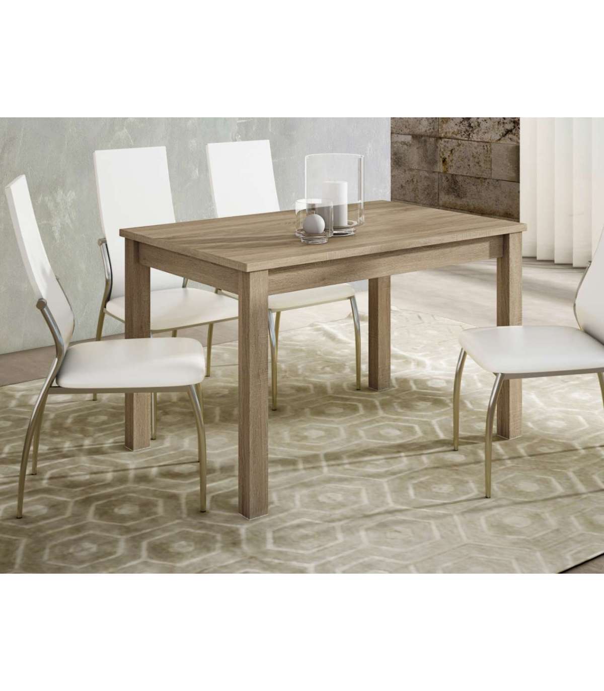 IMPT-HOME-DESIGN, Mesa extensible Padul en roble cambrian. 120/160 x 80 cm x...