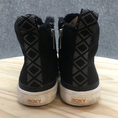 Roxy Shoes Womens 6 Ivan Fur Sneakers Black Lace Up Comfort
