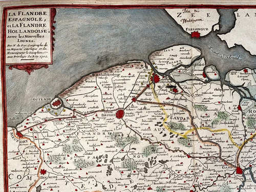 FLANDES ESPAÑOL FLANDESE HOLANDÉS 1705 N. DE HIERRO MAPA ANTIGUO SIGLO 18 - Imagen 2 de 7