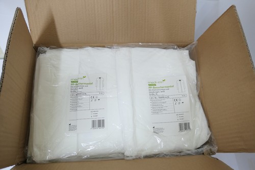 50 Stück Einwegkittel PP-Vlies weiß, Gr. XL mit Klettverschlüssen Besucherkittel - Imagen 2 de 3