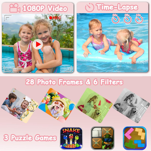 Kids Waterproof Camera Toys for 3-12 Year Old Boys Girls Christmas Birthday Gift - Bild 6 von 12