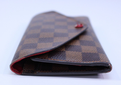 Louis Vuitton Portafoglio Josephine Busta Damier Ebene Lungo Marrone Rosso LV Francia - Foto 10 di 10