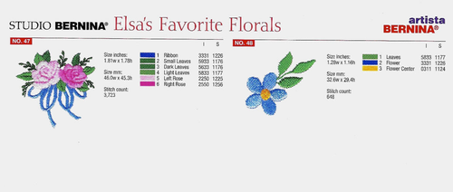 ELSA'S FAVORITE FLORALS #544 Embroidery Card - Artista 165 170 200 700 Deco 300 - Picture 15 of 15