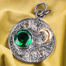 925 Sterling Silver Jewelry Lab-Created Emerald May Birthstone Pendant 1.3" FH