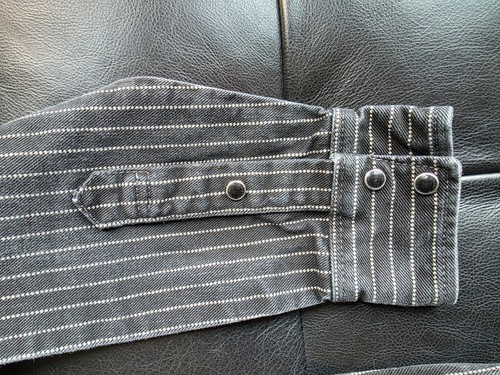 Iron Heart Shirt Mens XS 12 oz Black Wabash Western Black Pearl Snap - Picture 4 of 11