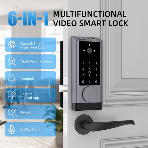 G1 Video Smart Lock Wi-Fi Camera Doorbell Fingerprint 6-in-1 Keyless Door Lock - Picture 3 of 8