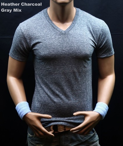 T-shirt uomo slim collo a V moda muscolo semplice solido casual attiva palestra S-2X - Foto 14 di 19