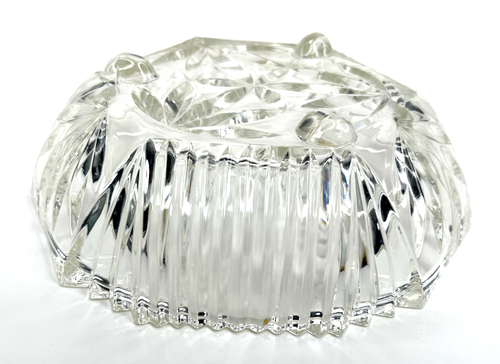 VTG Art Deco Cut Clear Glass Bowl Footed Sawtooth Edge Candy Trinket Nuts 6" - Picture 5 of 5