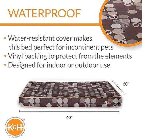K&H ORTHOPEDIC IN/OUTDOOR BED BROWN MED 30x40x4in - Picture 2 of 5